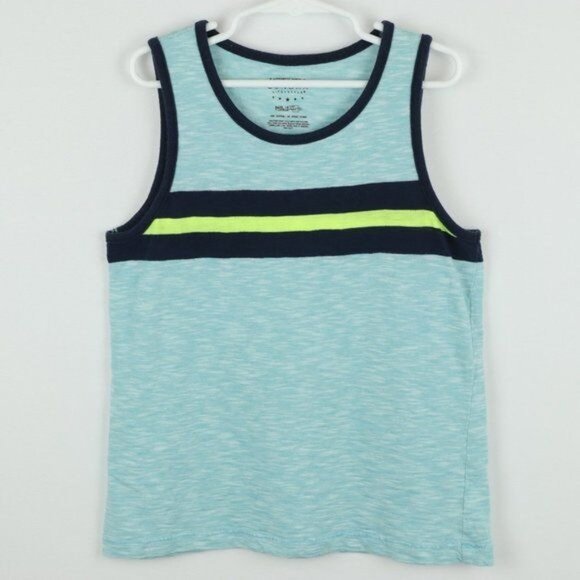 Sonoma Boys Size 7X Blue Green Striped Scoop Neck Tank Top - Picture 1 of 5